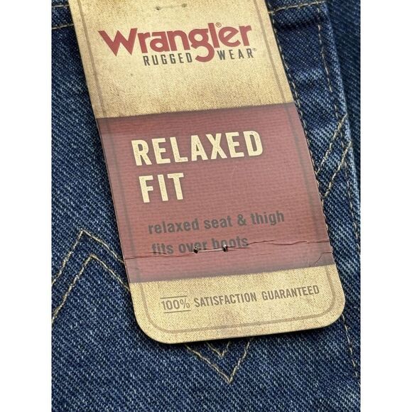 Wrangler Relaxed Fit Jeans Mens 36x34 Blue Denim Rugged Wear Bootcut New Tags - Picture 6 of 14